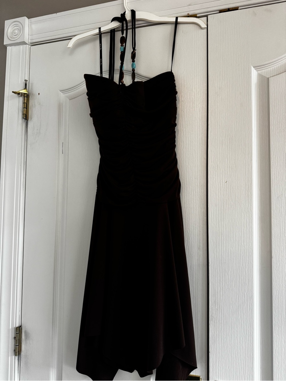 My Michelle Black Ruched Spaghetti-Strap Mini Dress